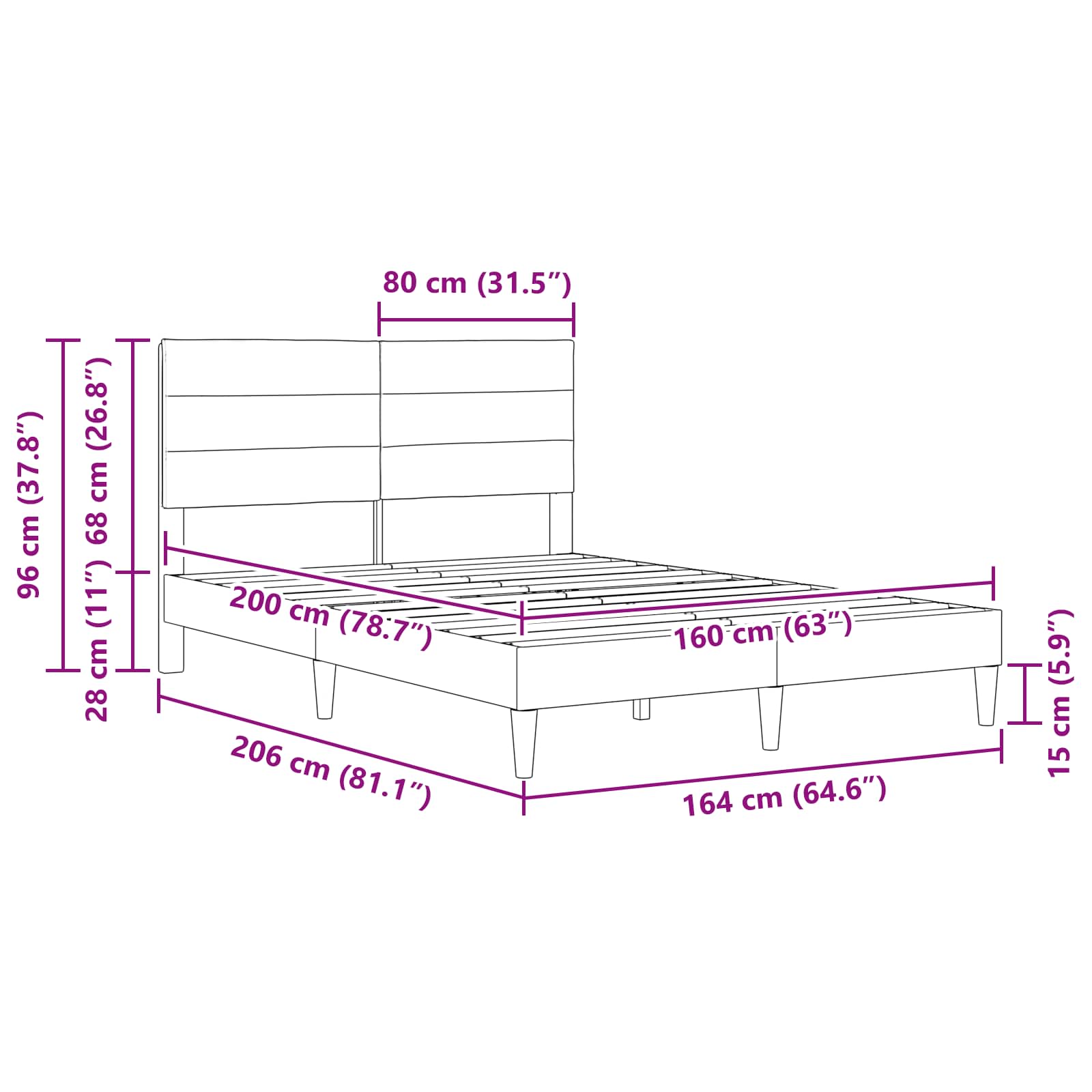 Bedframe met hoofdeinde Donkergroen 160 x 200 cm Stof