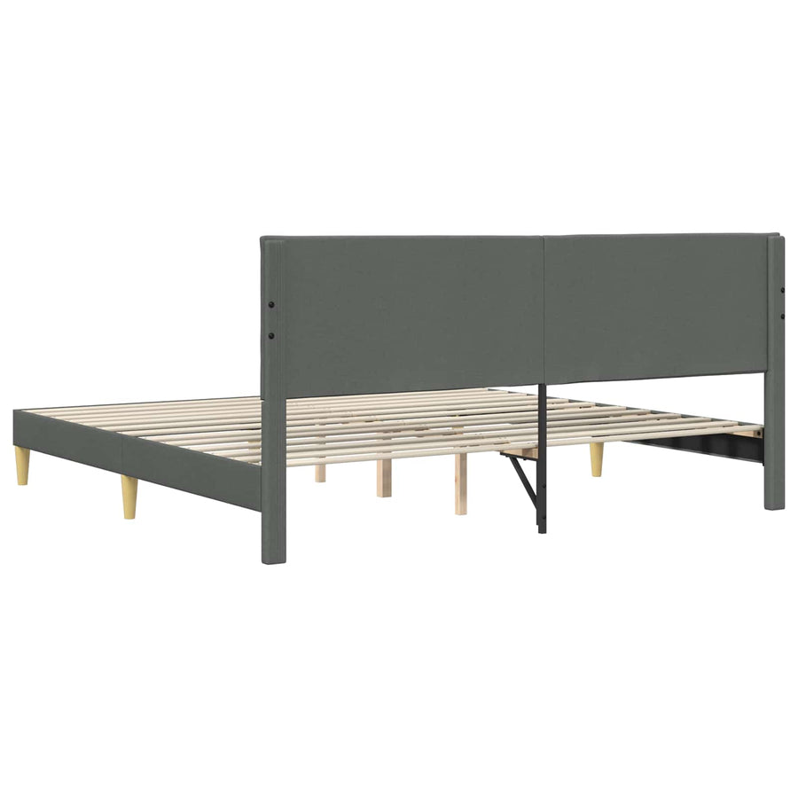Bedframe met hoofdeinde Donkergrijs 180 x 200 cm Stof