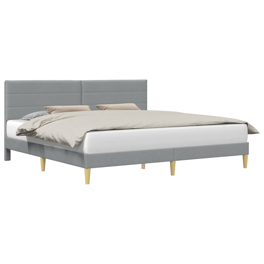 Bedframe met hoofdeinde Lichtgrijs 200 x 200 cm Stof