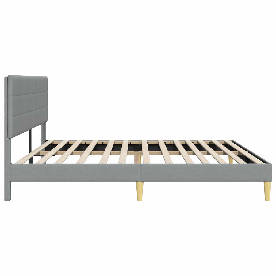 Bedframe met hoofdeinde Lichtgrijs 200 x 200 cm Stof