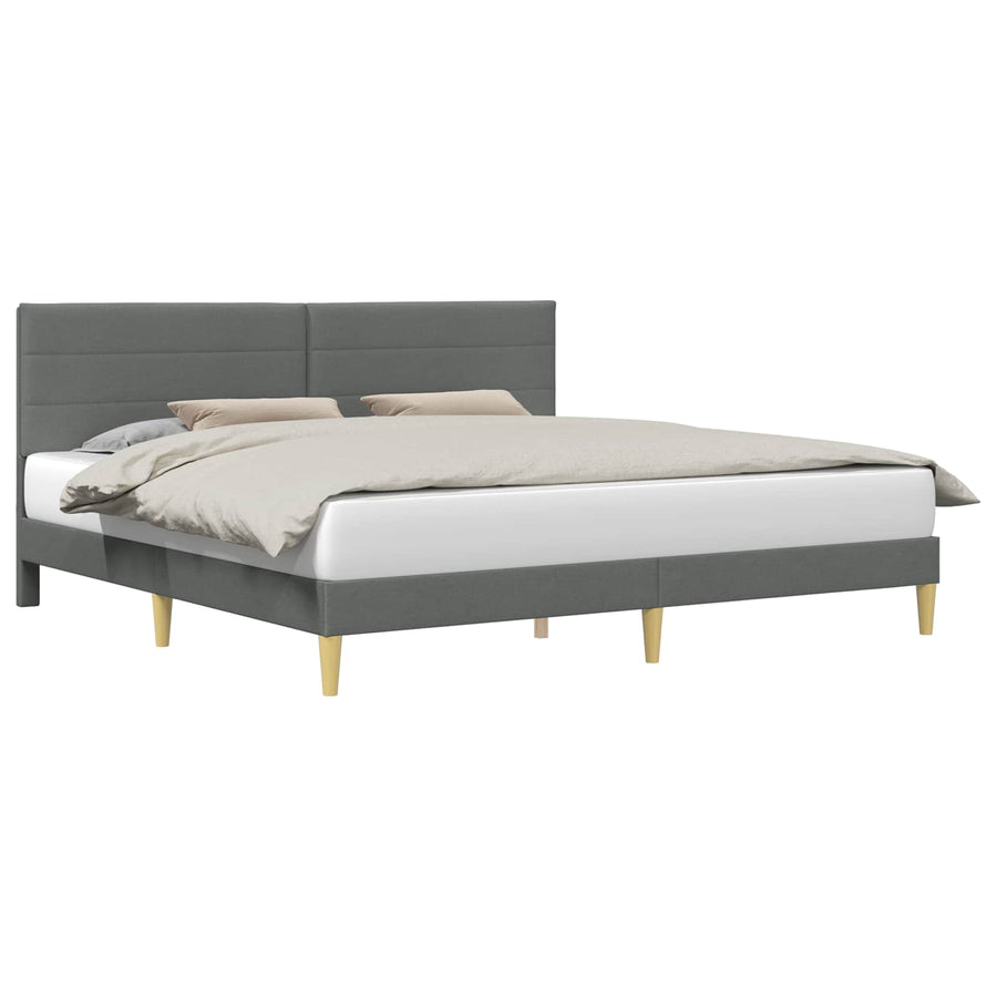 Bedframe met hoofdeinde Donkergrijs 200 x 200 cm Stof