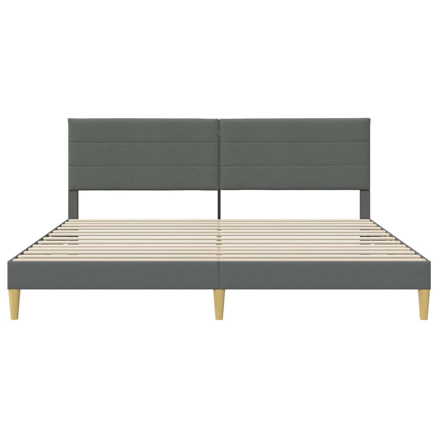 Bedframe met hoofdeinde Donkergrijs 200 x 200 cm Stof