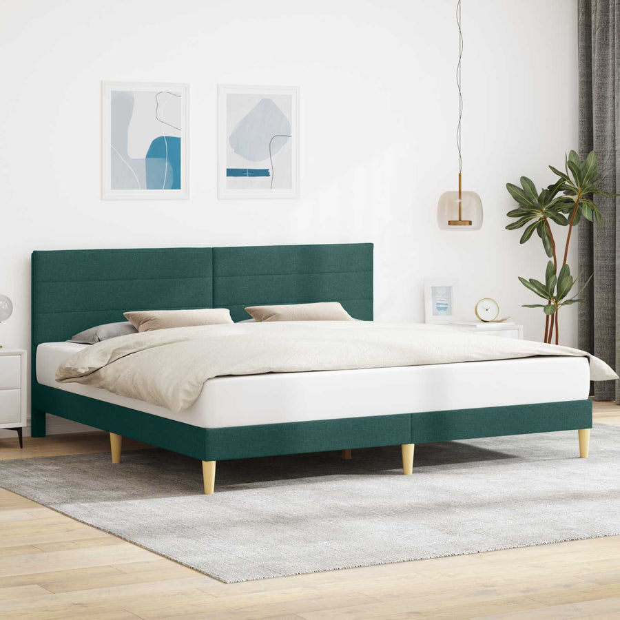 Bedframe met hoofdeinde Donkergroen 200 x 200 cm Stof