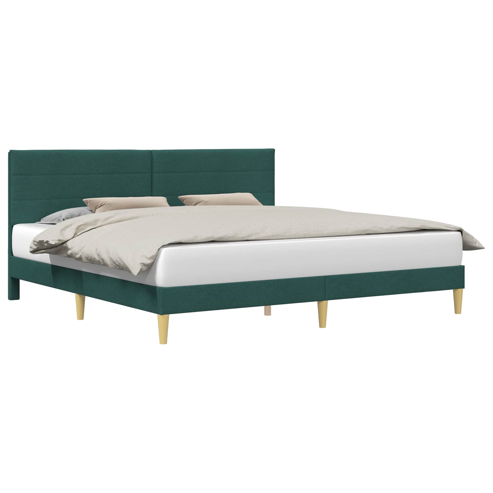 Bedframe met hoofdeinde Donkergroen 200 x 200 cm Stof