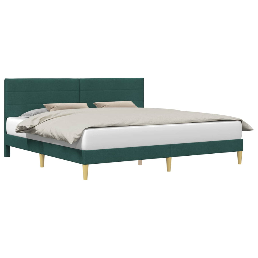 Bedframe met hoofdeinde Donkergroen 200 x 200 cm Stof