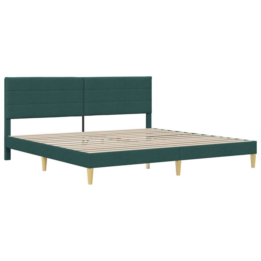 Bedframe met hoofdeinde Donkergroen 200 x 200 cm Stof