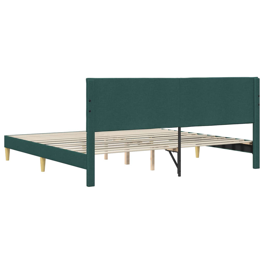 Bedframe met hoofdeinde Donkergroen 200 x 200 cm Stof