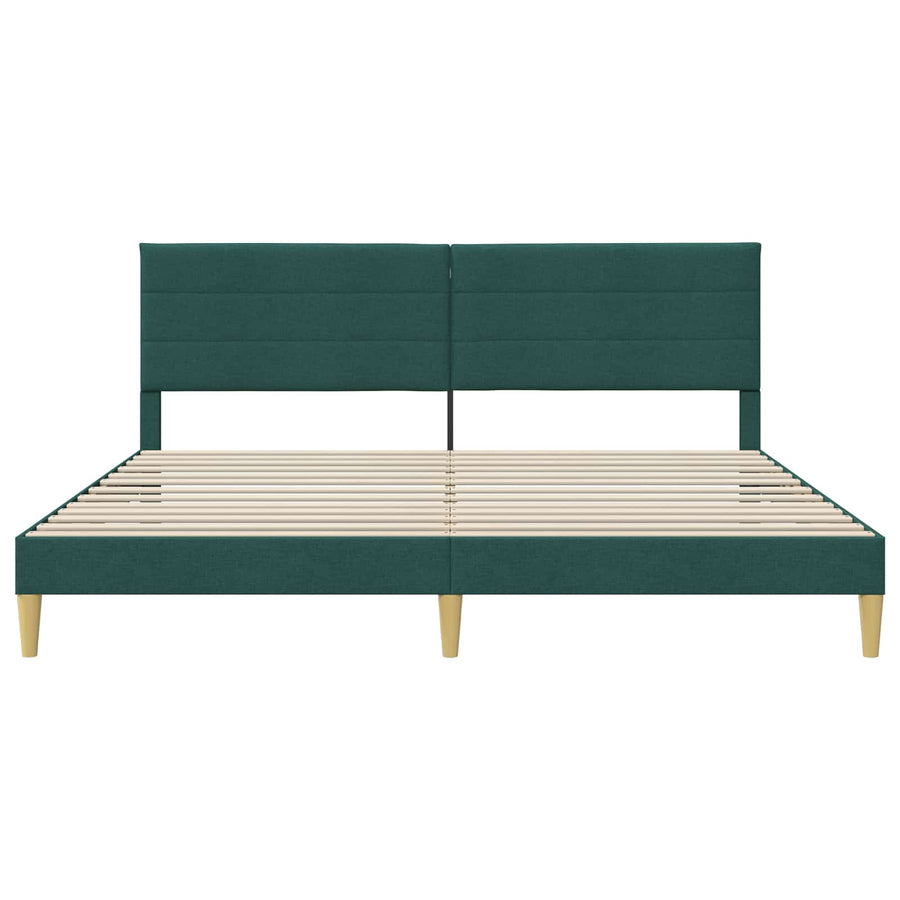 Bedframe met hoofdeinde Donkergroen 200 x 200 cm Stof