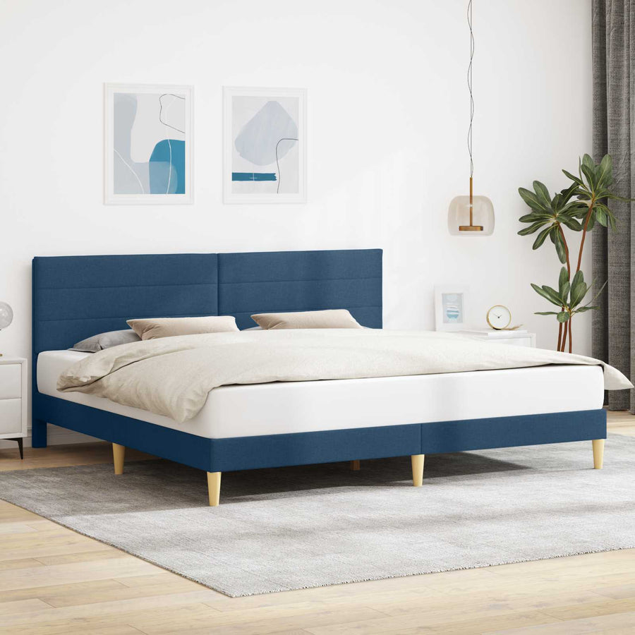 Bedframe met hoofdeinde Blauw 200 x 200 cm Stof