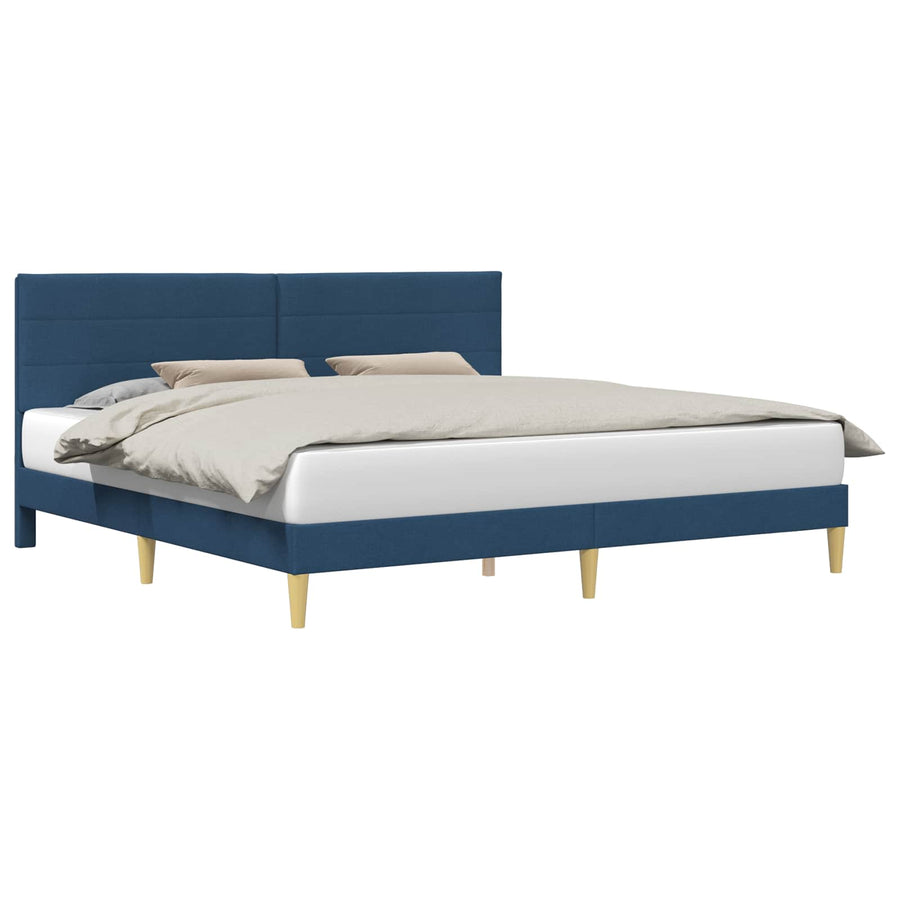 Bedframe met hoofdeinde Blauw 200 x 200 cm Stof