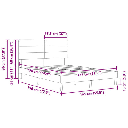 Bedframe met hoofdeinde Donkergrijs 137 x 190 cm Stof