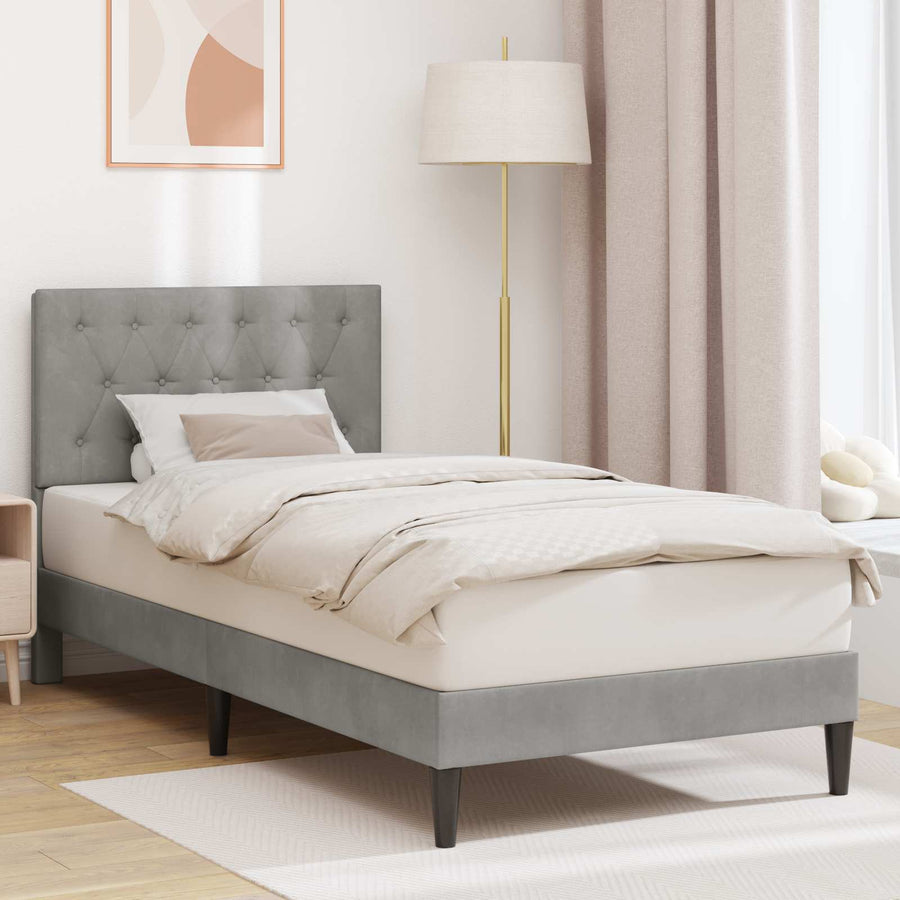 Bedframe met hoofdeinde Lichtgrijs 80 x 200 cm Fluweel