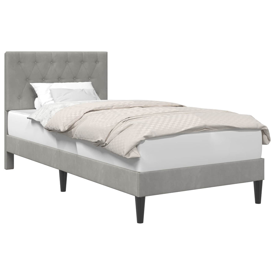 Bedframe met hoofdeinde Lichtgrijs 80 x 200 cm Fluweel