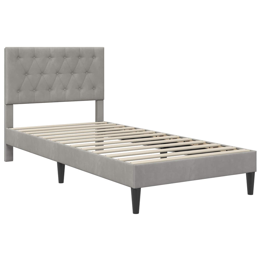 Bedframe met hoofdeinde Lichtgrijs 80 x 200 cm Fluweel