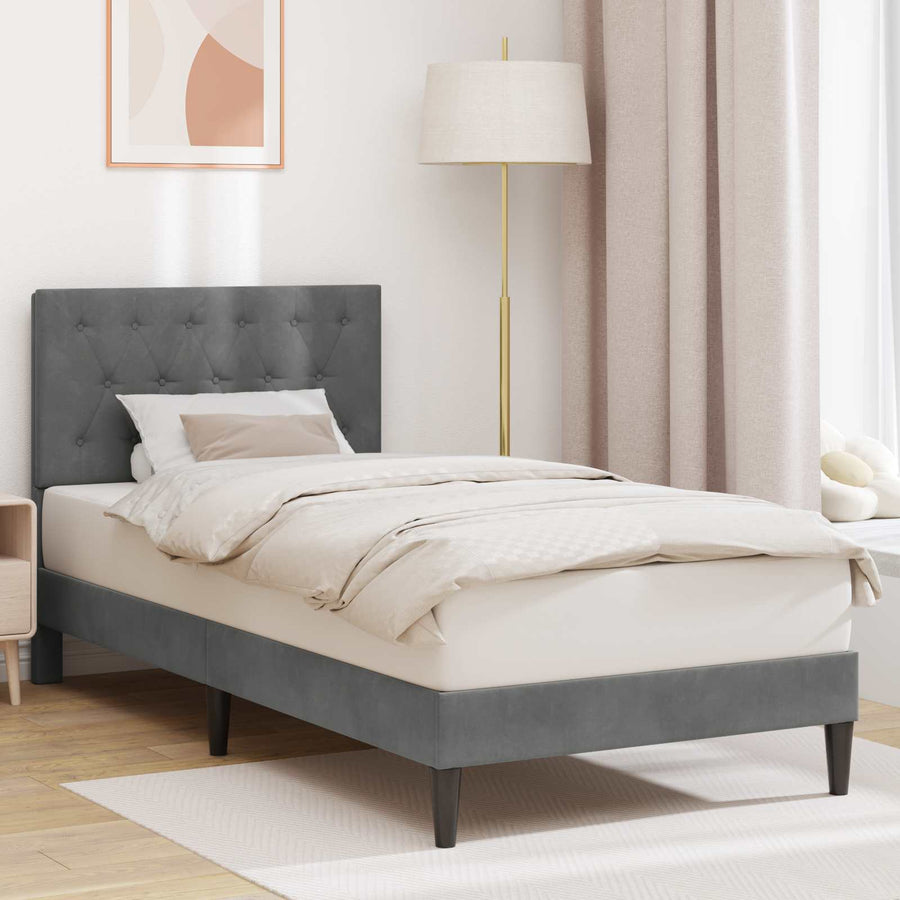 Bedframe met hoofdeinde Donkergrijs 80 x 200 cm Fluweel