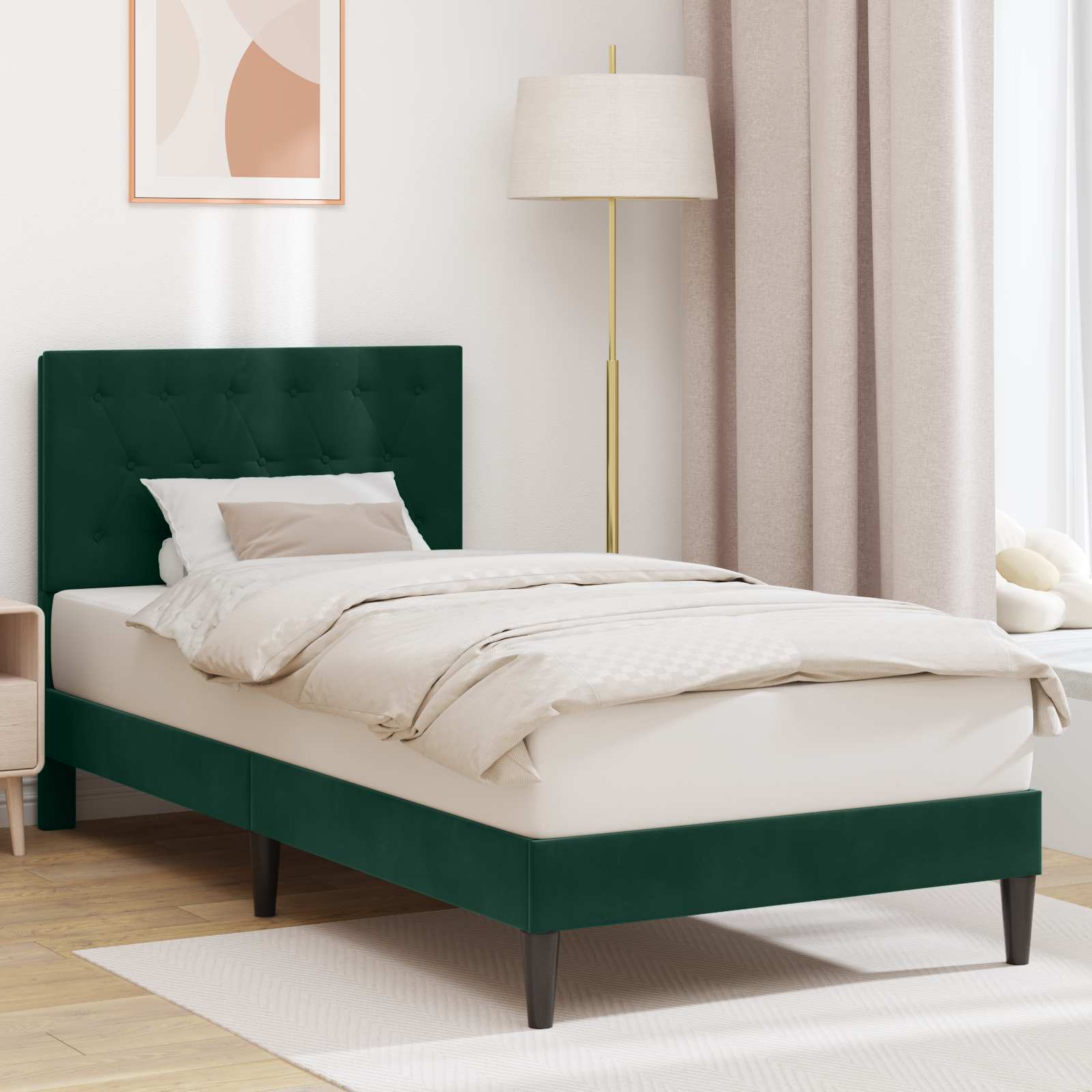 Bedframe met hoofdeinde Donkergroen 80 x 200 cm Fluweel