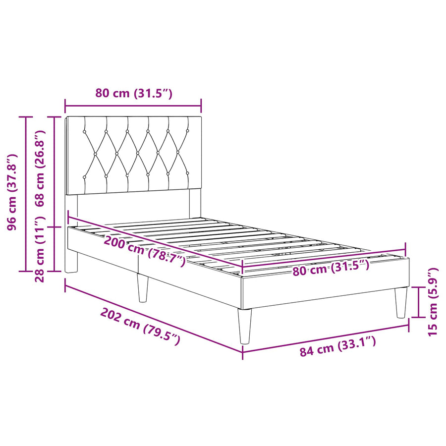 Bedframe met hoofdeinde Roze 80 x 200 cm Fluweel
