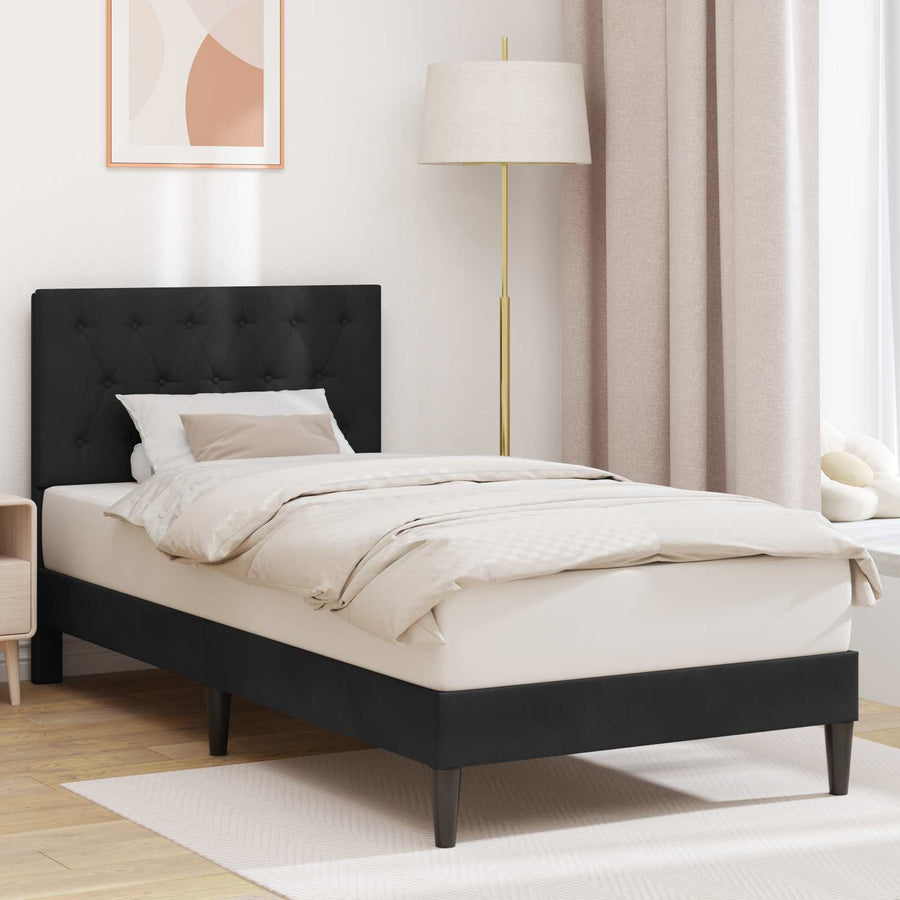 Bedframe met hoofdeinde Zwart 80 x 200 cm Fluweel