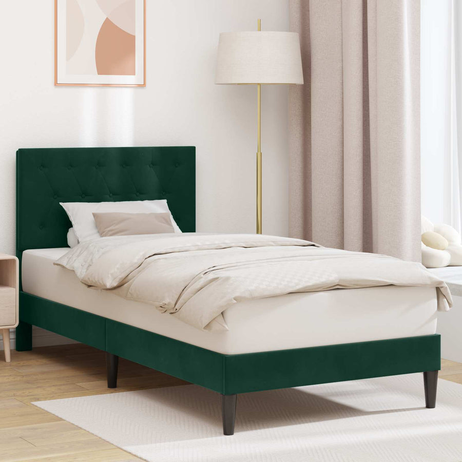 Bedframe met hoofdeinde Donkergroen 90 x 190 cm Fluweel