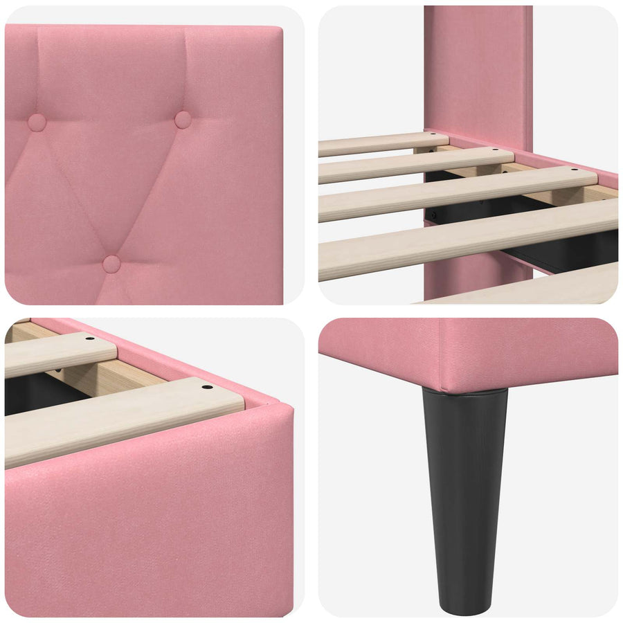 Bedframe met hoofdeinde Roze 90 x 190 cm Fluweel