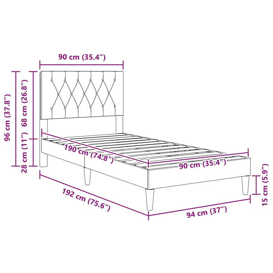 Bedframe met hoofdeinde Roze 90 x 190 cm Fluweel
