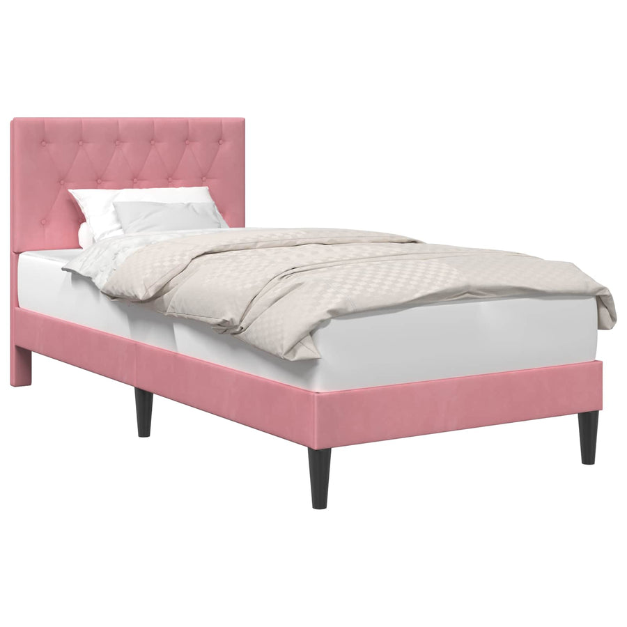 Bedframe met hoofdeinde Roze 100 x 200 cm Fluweel