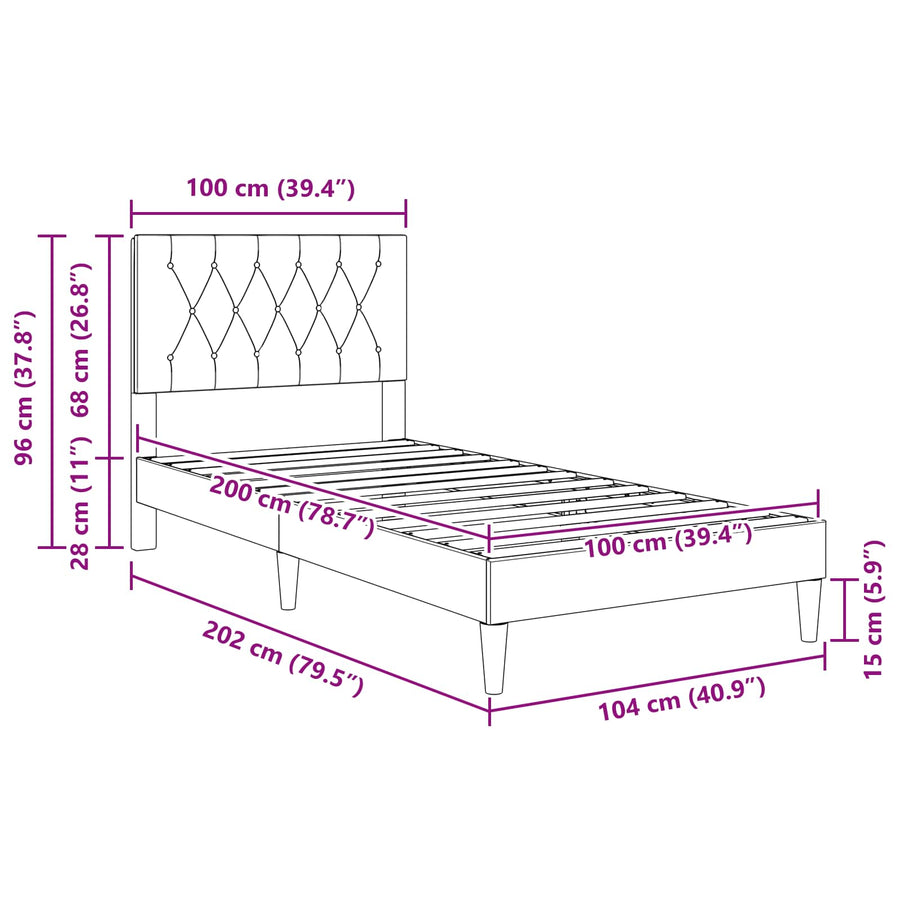 Bedframe met hoofdeinde Blauw 100 x 200 cm Fluweel