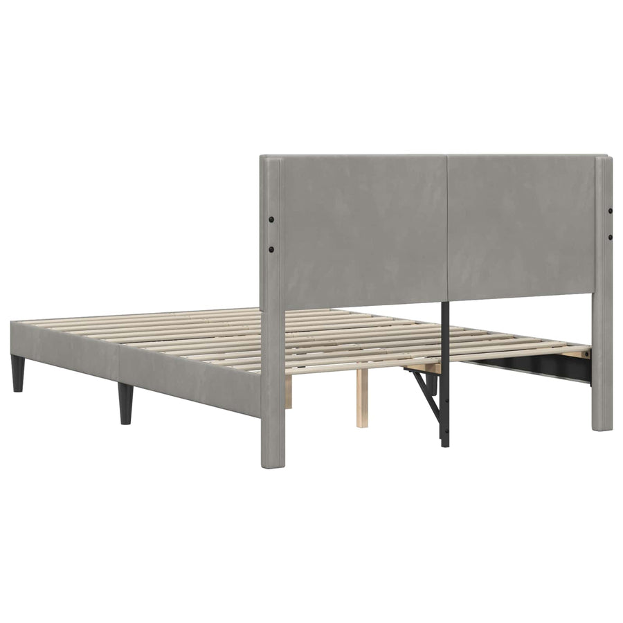 Bedframe met hoofdeinde Lichtgrijs 120 x 190 cm Fluweel