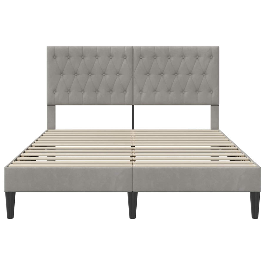 Bedframe met hoofdeinde Lichtgrijs 120 x 190 cm Fluweel