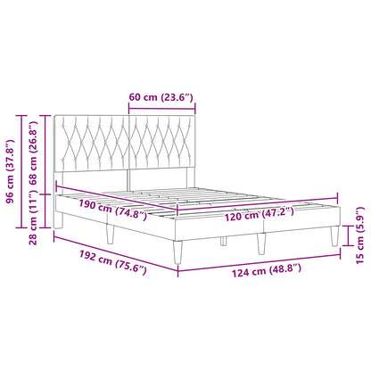 Bedframe met hoofdeinde Lichtgrijs 120 x 190 cm Fluweel