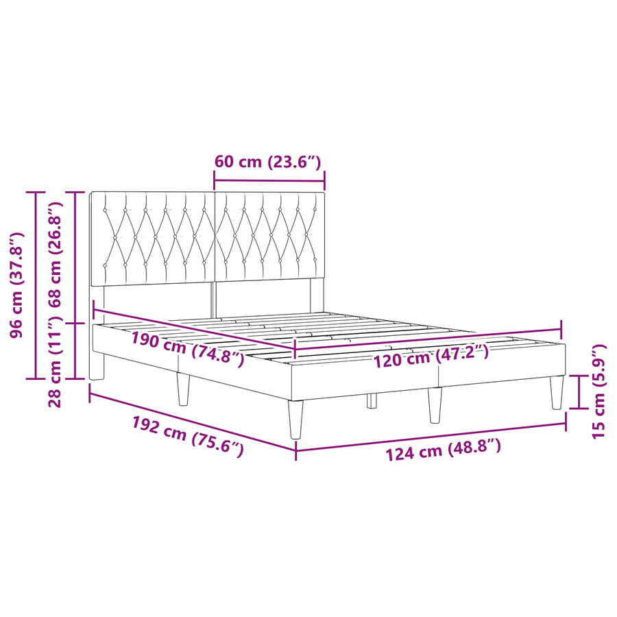 Bedframe met hoofdeinde Lichtgrijs 120 x 190 cm Fluweel