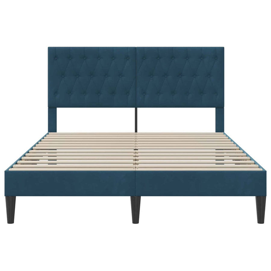 Bedframe met hoofdeinde Blauw 120 x 190 cm Fluweel