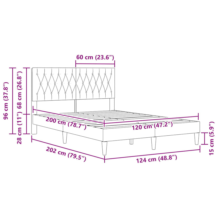Bedframe met hoofdeinde Donkergrijs 120 x 200 cm Fluweel
