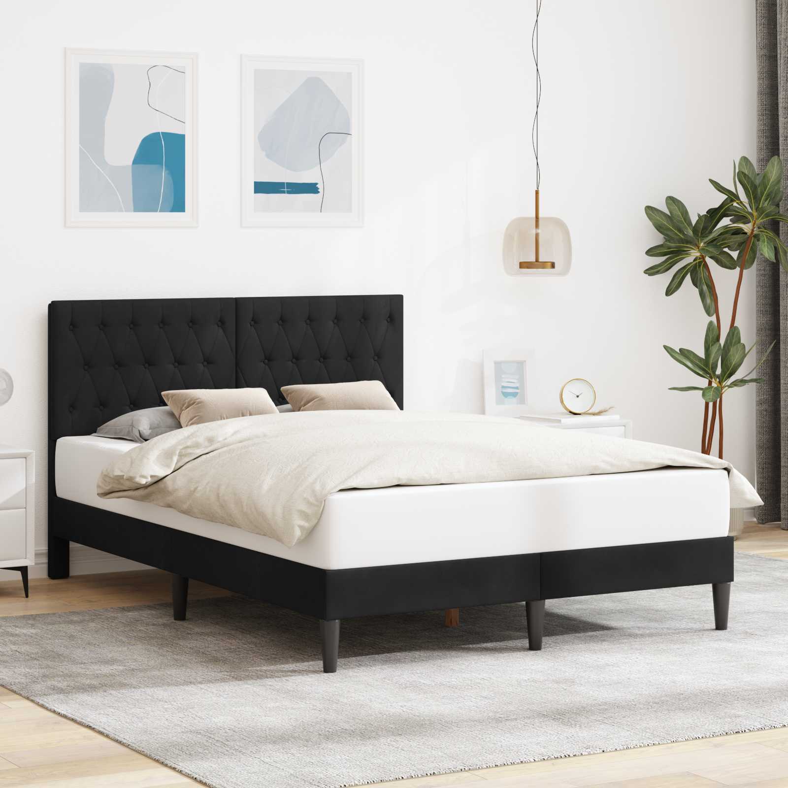 Bedframe met hoofdeinde Zwart 120 x 200 cm Fluweel