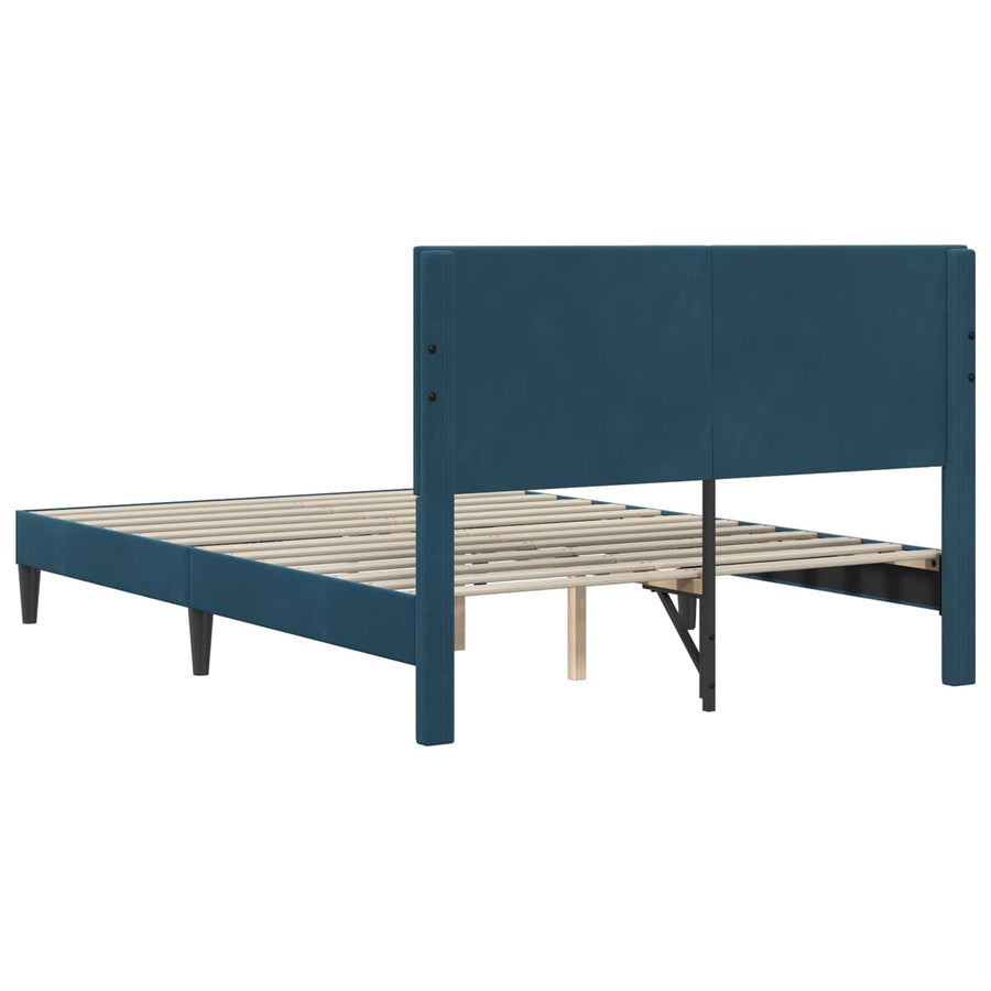 Bedframe met hoofdeinde Blauw 120 x 200 cm Fluweel