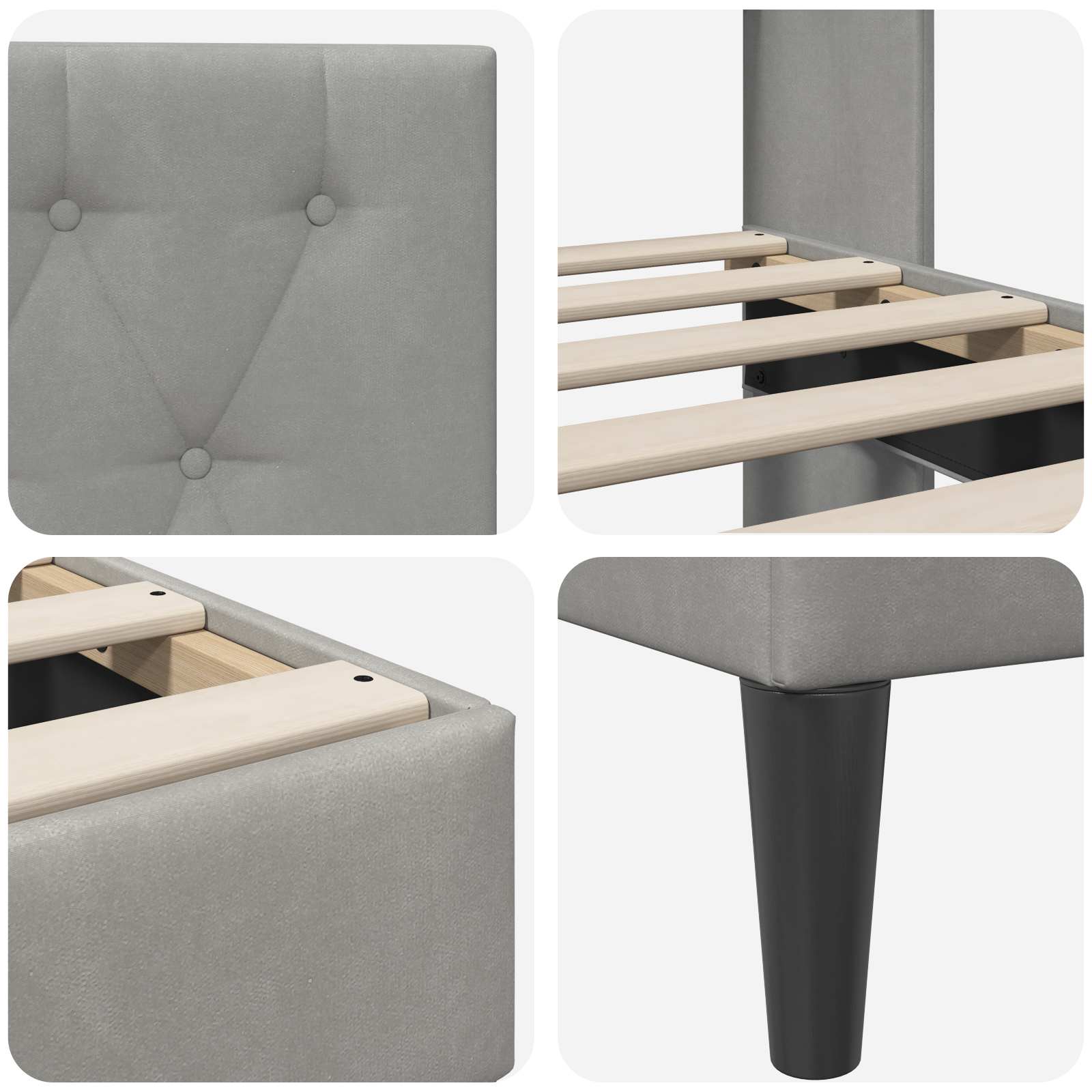 Bedframe met hoofdeinde Lichtgrijs 140 x 190 cm Fluweel