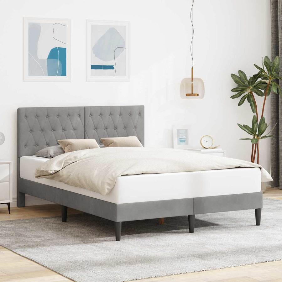 Bedframe met hoofdeinde Lichtgrijs 140 x 190 cm Fluweel