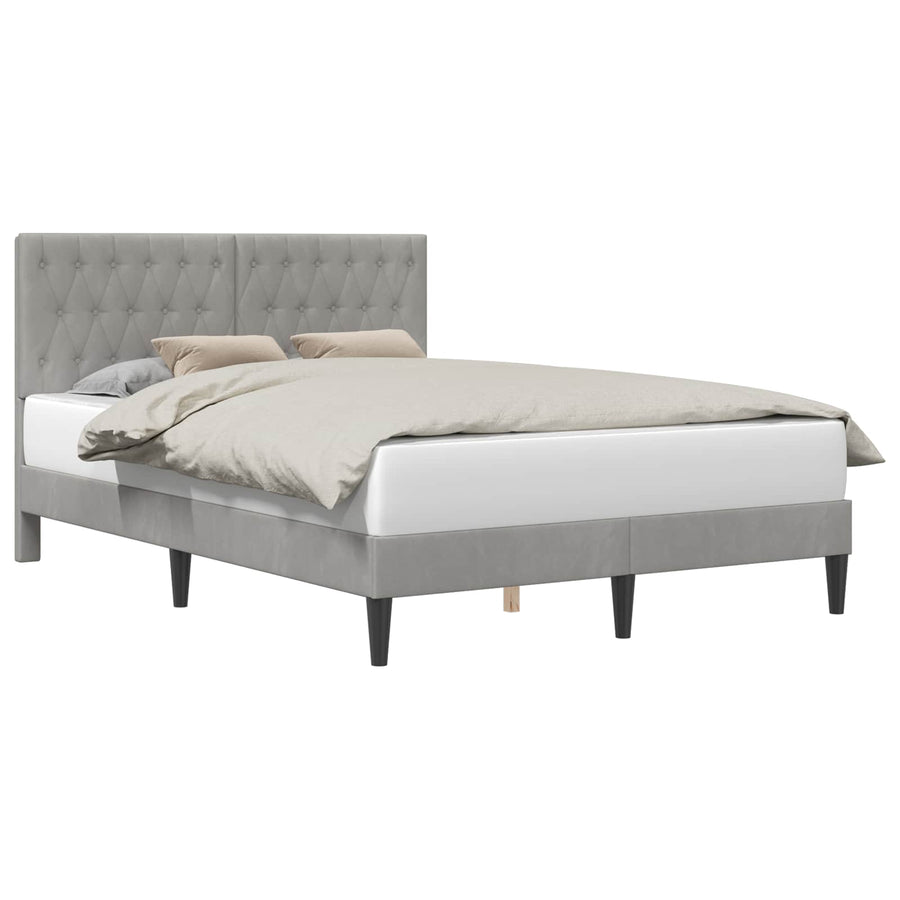 Bedframe met hoofdeinde Lichtgrijs 140 x 190 cm Fluweel