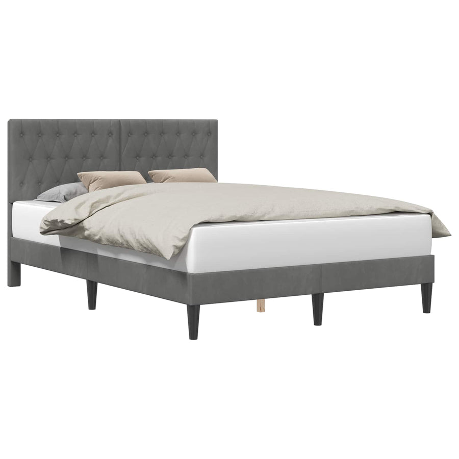 Bedframe met hoofdeinde Donkergrijs 140 x 190 cm Fluweel