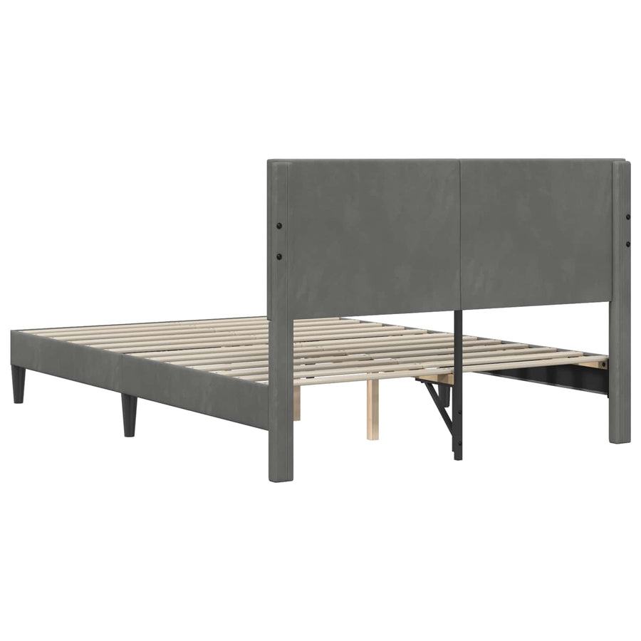 Bedframe met hoofdeinde Donkergrijs 140 x 190 cm Fluweel