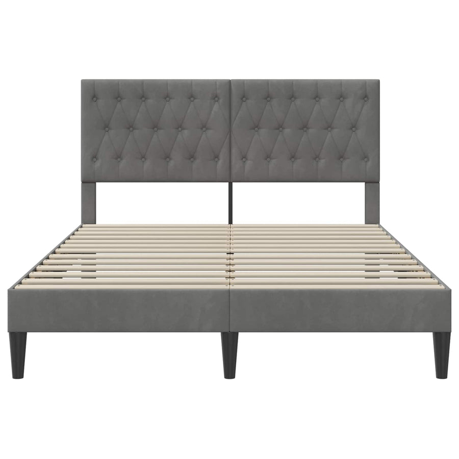 Bedframe met hoofdeinde Donkergrijs 140 x 190 cm Fluweel