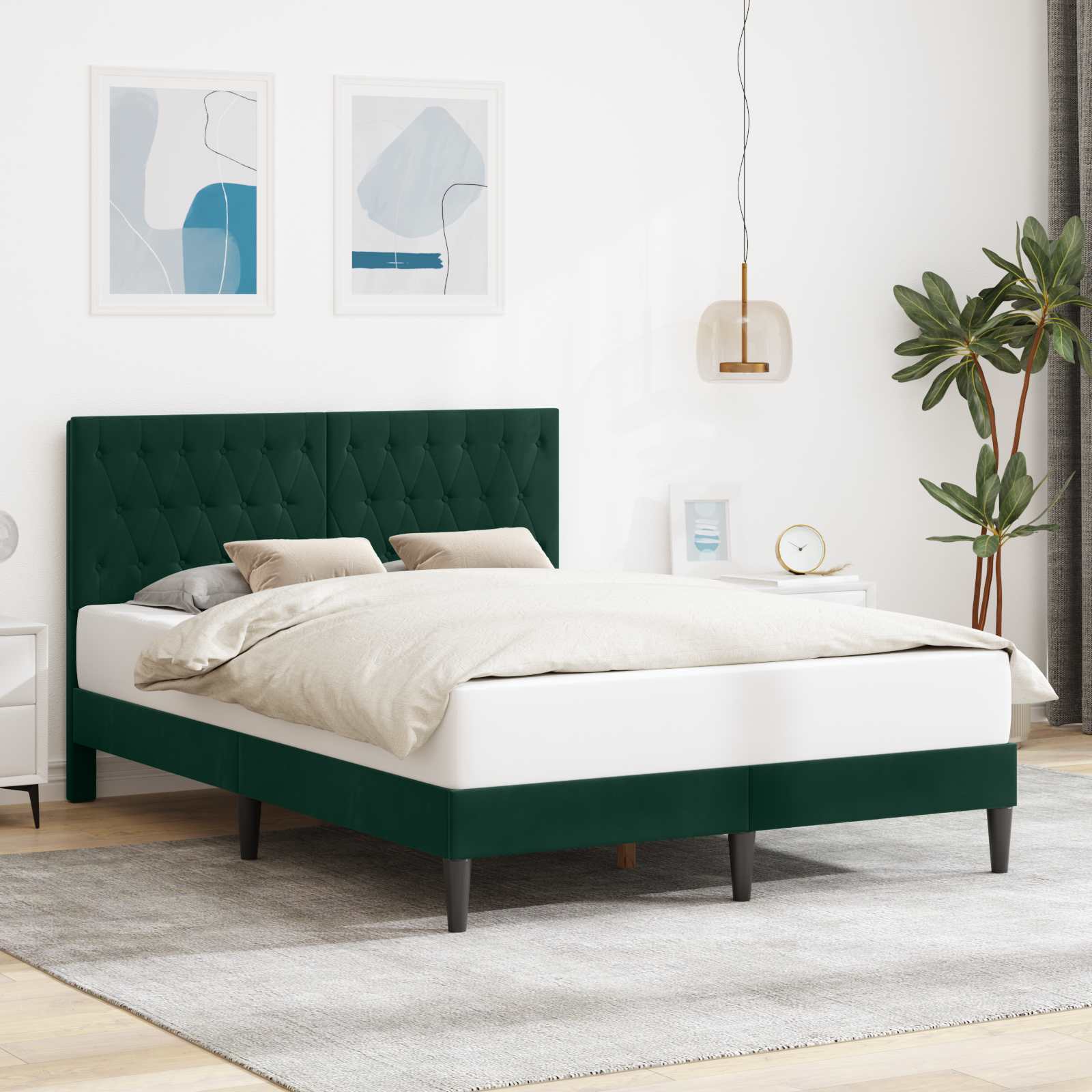Bedframe met hoofdeinde Donkergroen 140 x 190 cm Fluweel