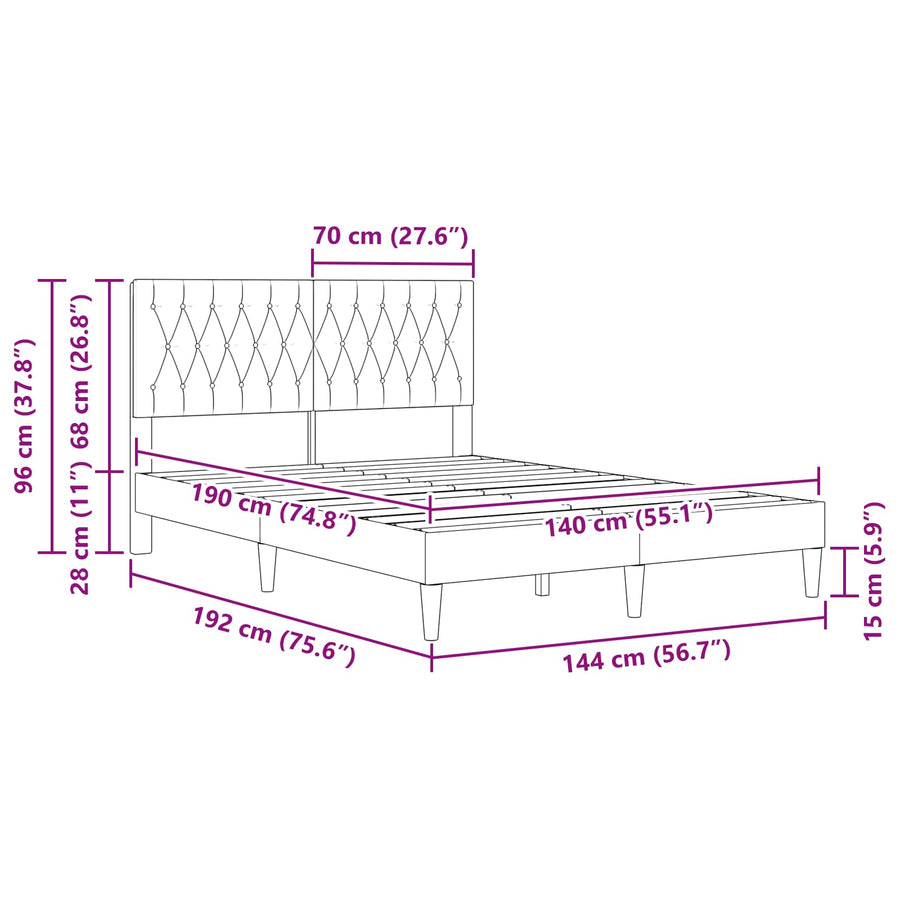 Bedframe met hoofdeinde Donkergroen 140 x 190 cm Fluweel