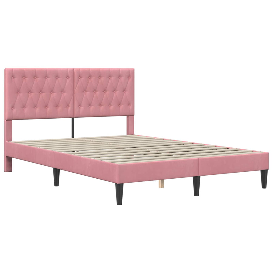 Bedframe met hoofdeinde Roze 140 x 190 cm Fluweel