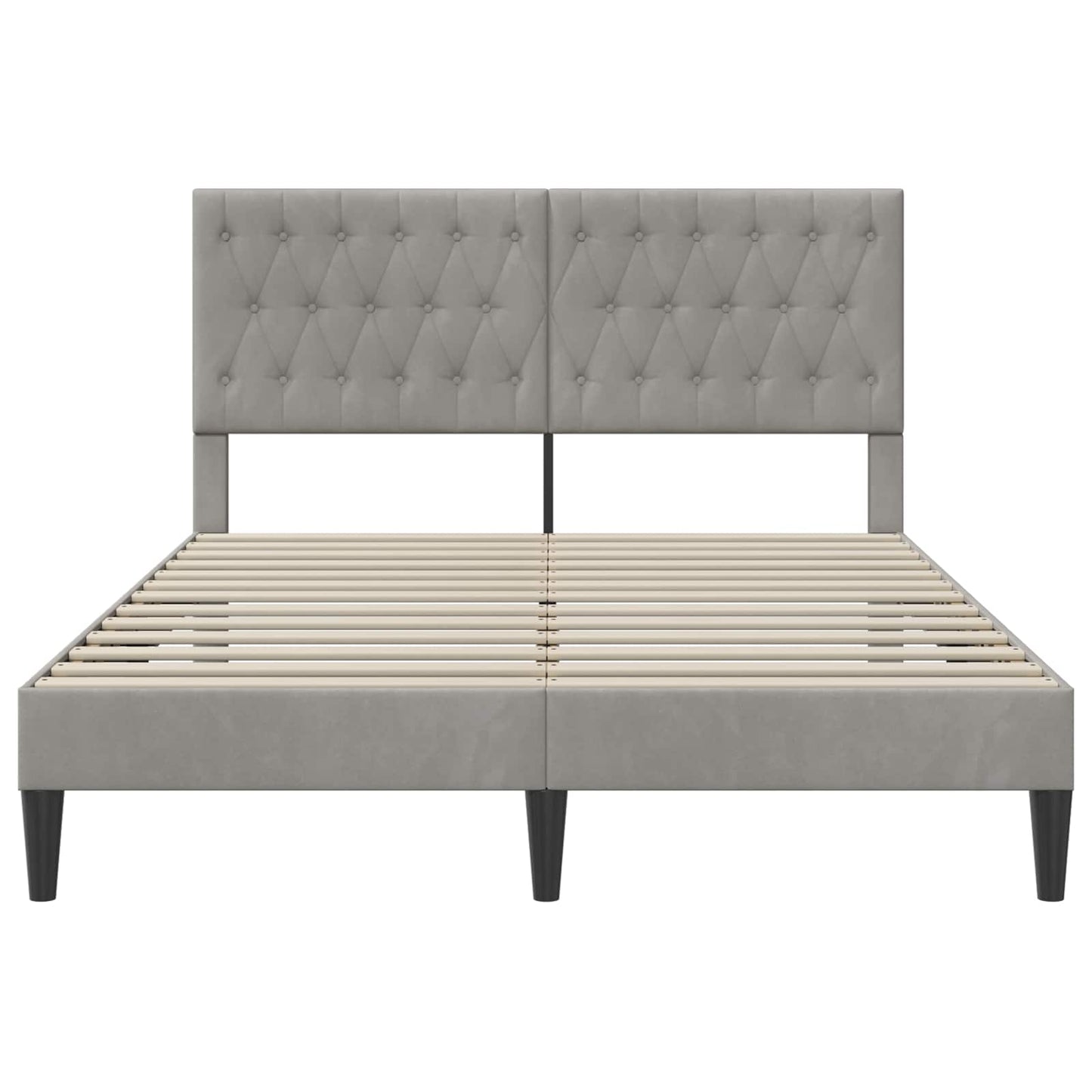 Bedframe met hoofdeinde Lichtgrijs 140 x 200 cm Fluweel