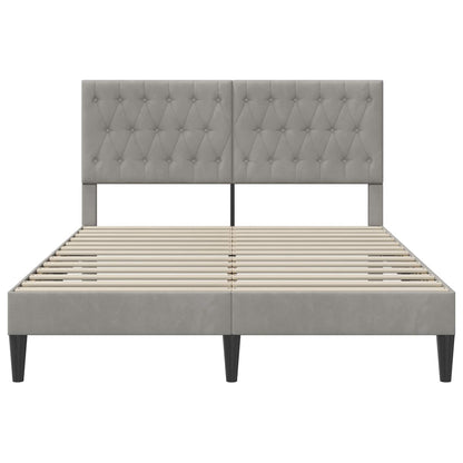 Bedframe met hoofdeinde Lichtgrijs 140 x 200 cm Fluweel