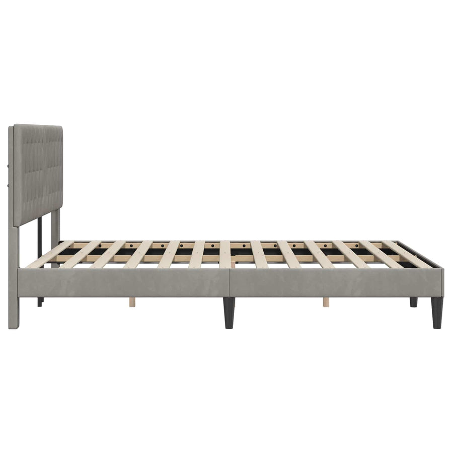 Bedframe met hoofdeinde Lichtgrijs 140 x 200 cm Fluweel