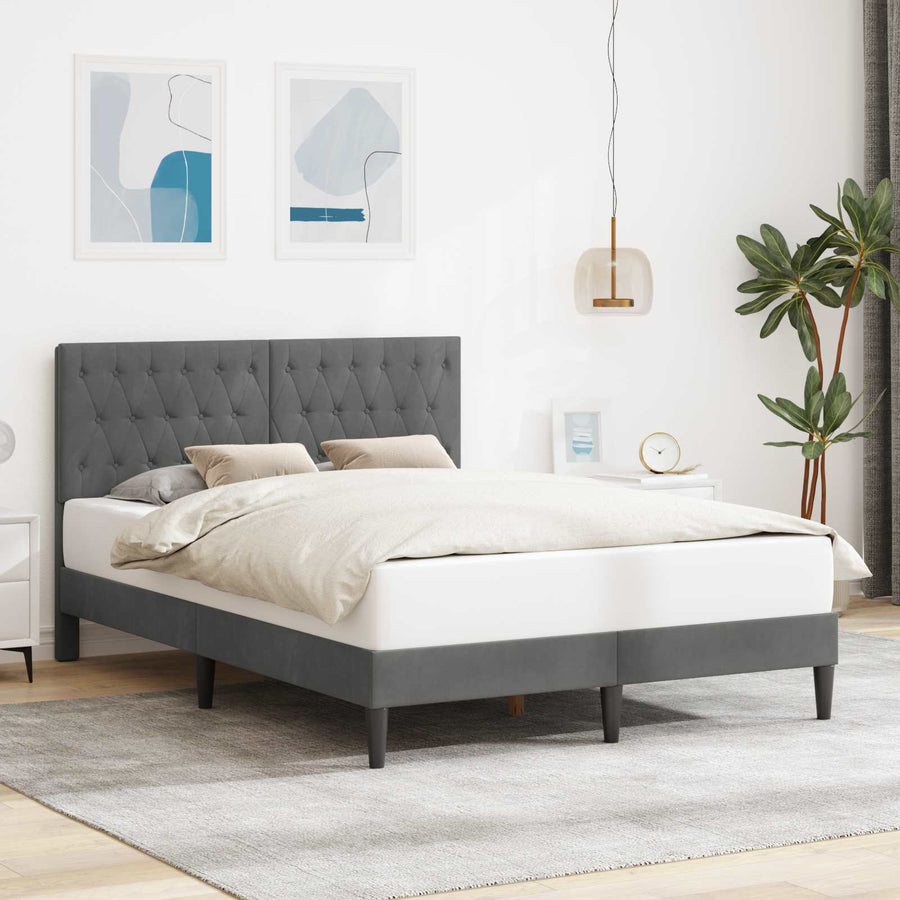 Bedframe met hoofdeinde Donkergrijs 140 x 200 cm Fluweel