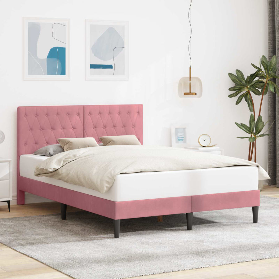 Bedframe met hoofdeinde Roze 140 x 200 cm Fluweel