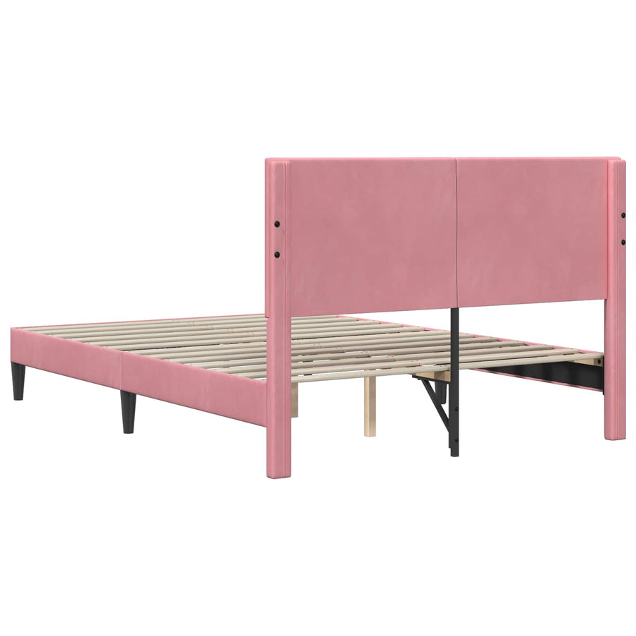 Bedframe met hoofdeinde Roze 140 x 200 cm Fluweel